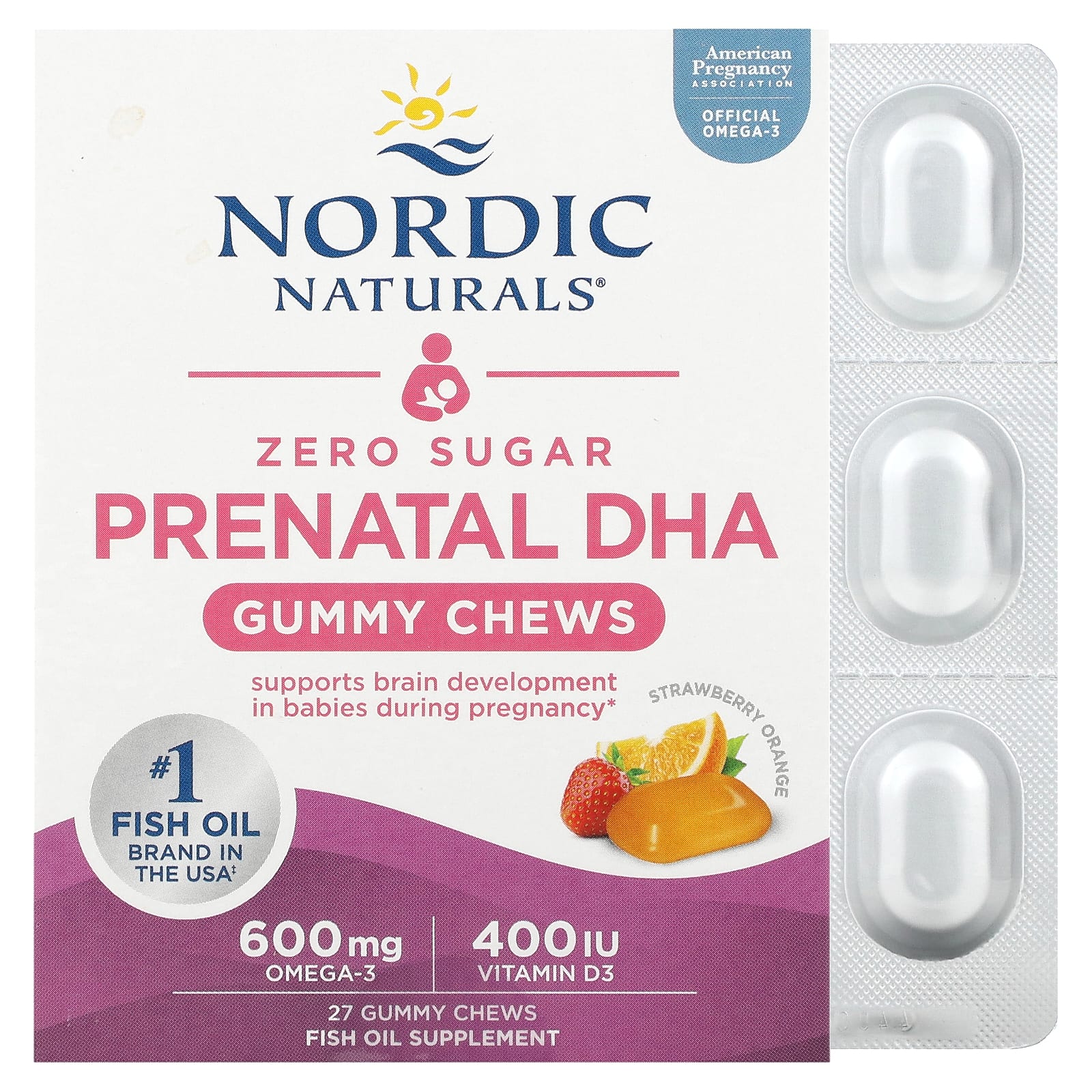 Nordic Naturals, Zero Sugar Prenatal DHA Gummy Chews, 27 Gummy Chews UPC 768990017551 | HiLife Vitamins